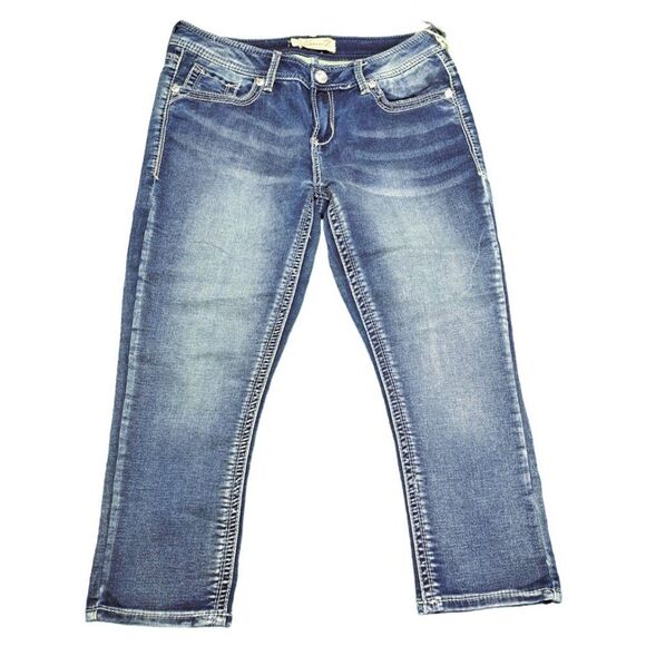 Seven7 Women's Blue Vacation Travel Denim Capri Size 8 - Picture 3 of 8